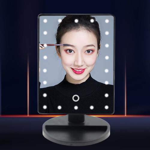 LED化妆美妆镜便携洗漱清洁带灯触屏台式灯方形梳妆镜子定制