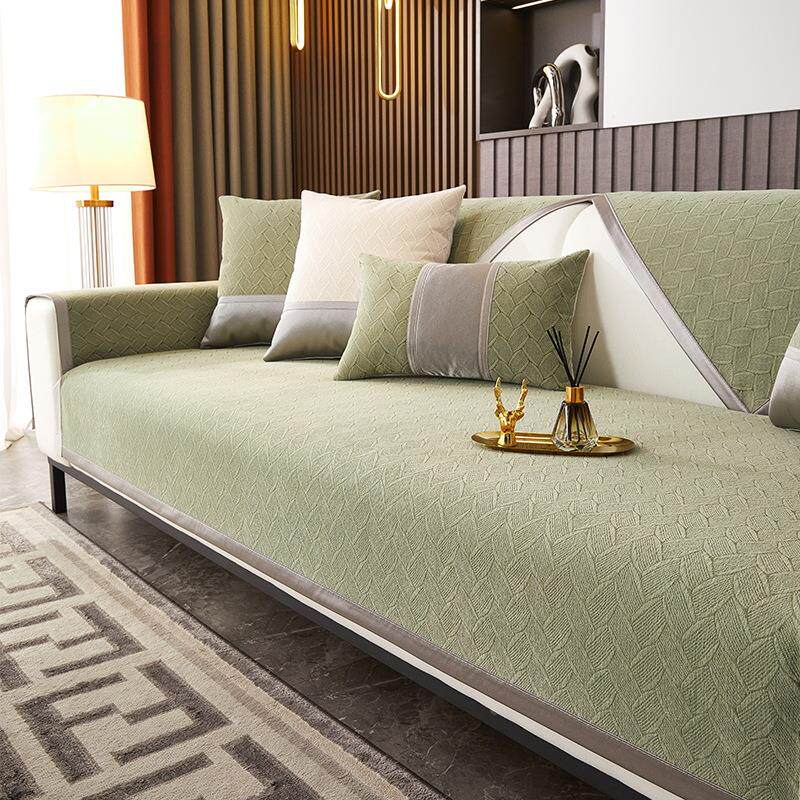 雪尼尔沙发垫四季通用靠背巾盖布坐垫子轻奢防滑沙发套罩高端座垫