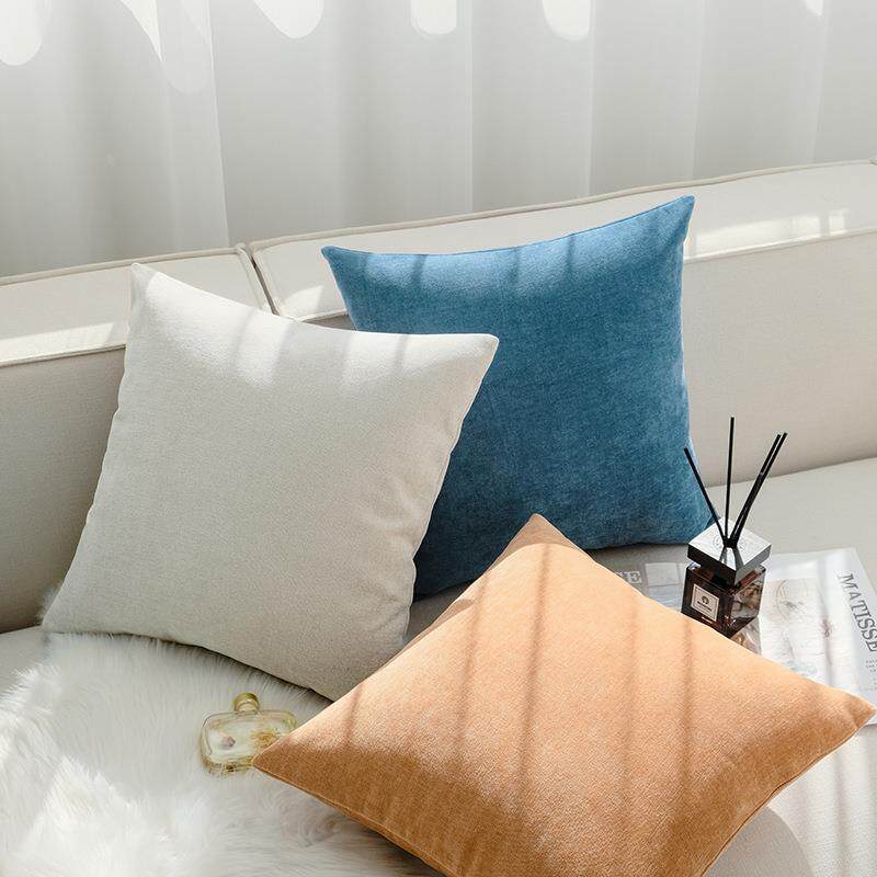 雪尼尔抱枕套中式轻奢办公室靠垫床头软包靠枕靠背套沙发抱枕定制