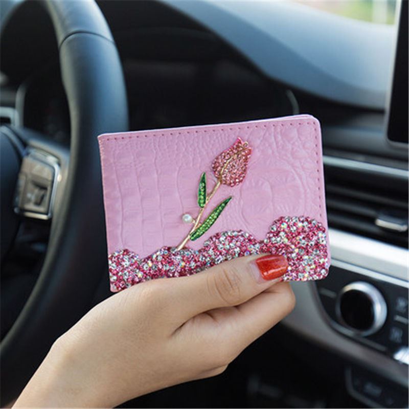 车载证件本镶钻卡包通用款机动车驾驶证证件夹汽车收纳夹票据夹
