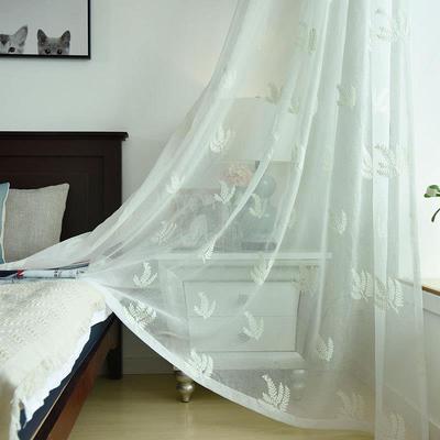 现代简约 新款水草棉线绣花窗纱 儿童房客厅卧室纱窗帘 透光纱窗