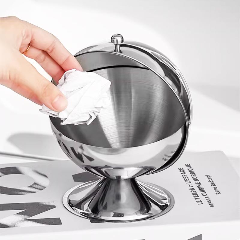 不锈钢纸篓办公桌面带盖