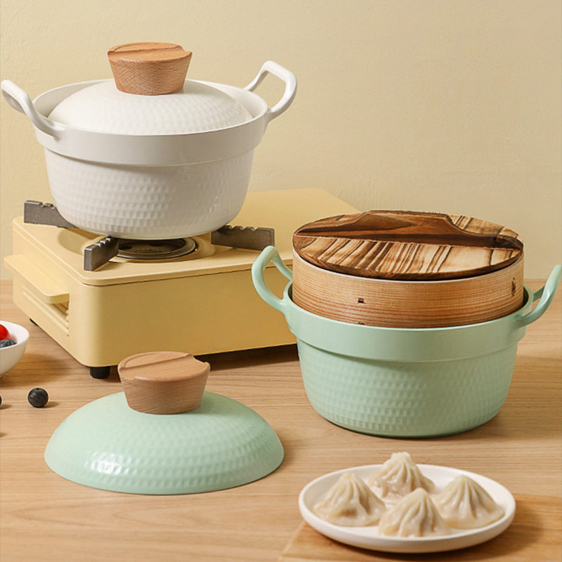 带盖电磁炉专用燃气灶两用家用汤锅双耳拉面韩式铝锅泡面锅