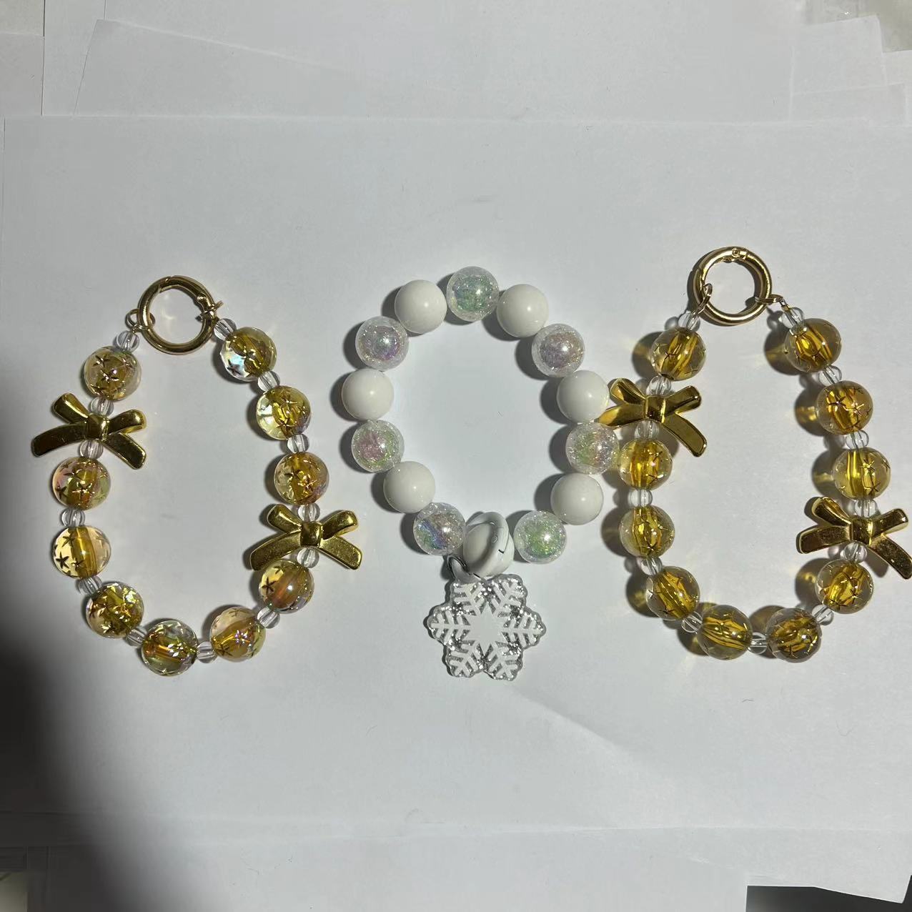 爆款炫彩UV内嵌五角星圆珠链条 diy项链耳环饰配件手机链串珠