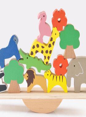 木制 森林动物跷跷板平衡木LZK01 宝宝平衡感叠叠高积木0.45定制