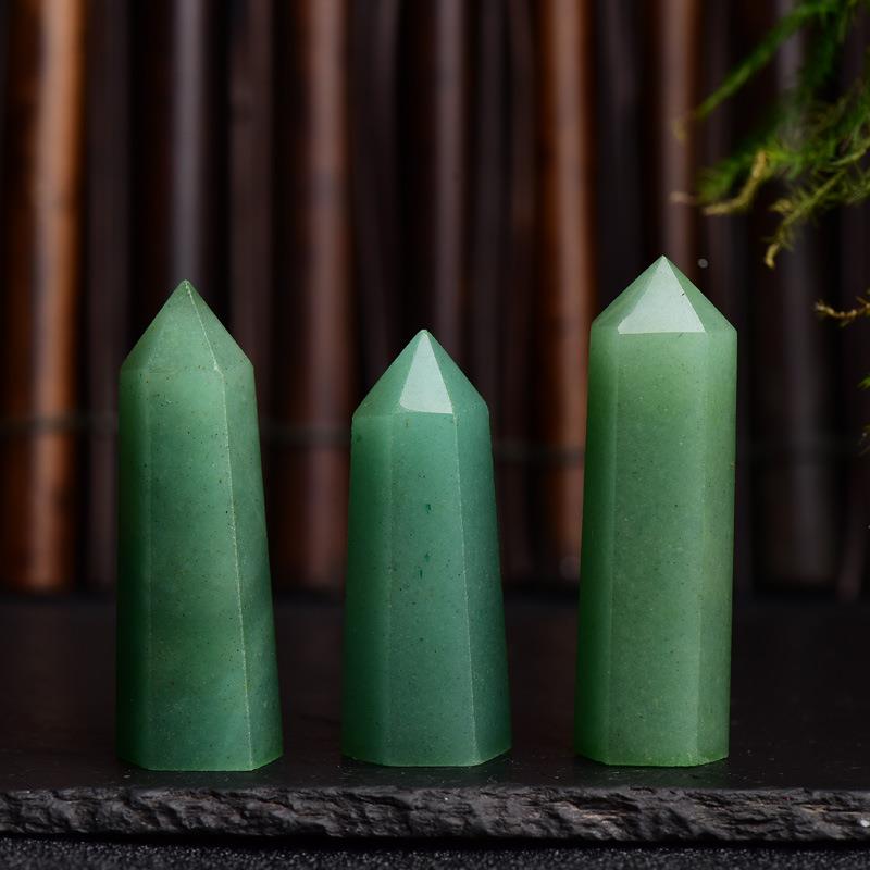 水晶柱跨境热销东陵玉水晶柱单尖六棱柱水晶石摆件东陵玉棱柱定制