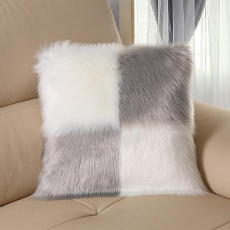 简约长毛绒抱枕仿羊毛沙发抱枕床头毛毛抱枕柔软舒适定制