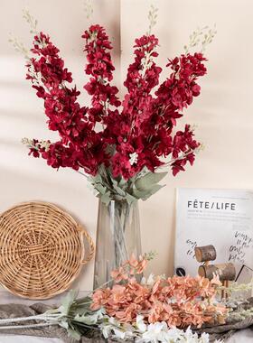 飞燕草仿真花厂家家居装饰婚庆手捧花玫瑰花墙假花INS跨境MW93001