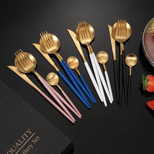 不锈钢餐具葡萄牙刀叉勺甜品刀叉勺套装西餐24件套礼盒定制