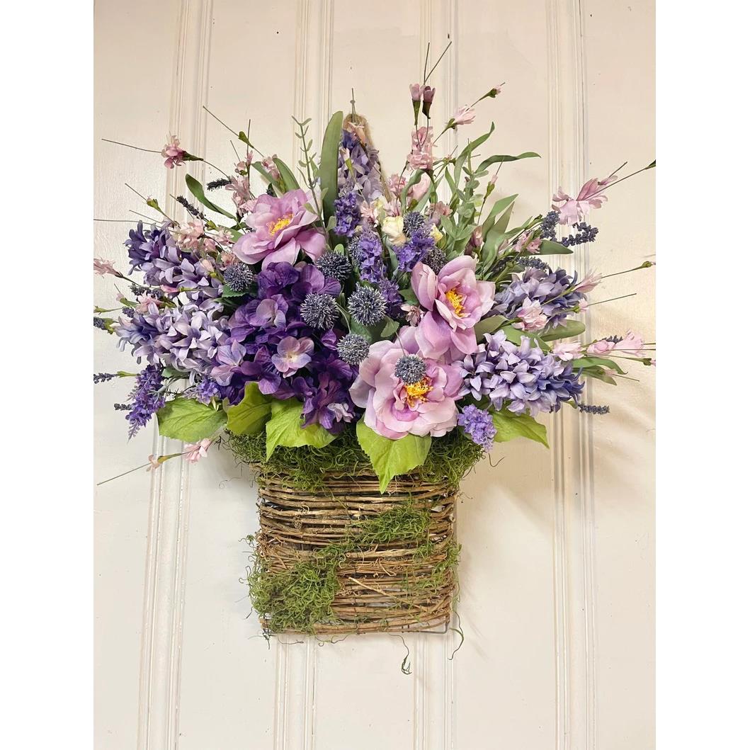 薰衣草篮花环母亲节花环送给妈妈的礼物新品场景装饰门挂花环定制