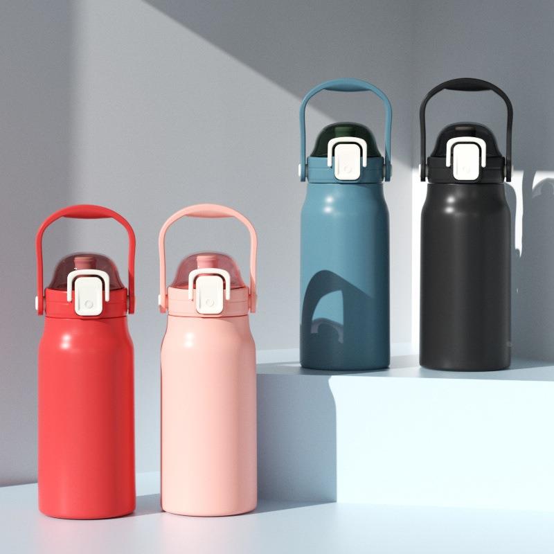 新品316不锈钢保温杯男女户外大容量便携提手运动水壶弹跳直饮杯