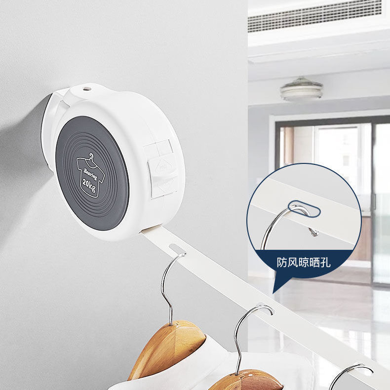 阳台隐形旋转防风晾衣绳室内家用伸缩带孔位晒衣绳免打孔晾衣架