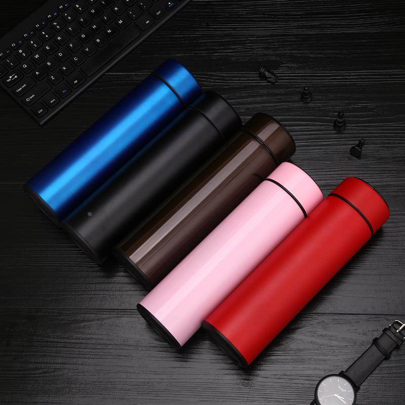 新款温度显示智能直杯时尚LED数显不锈钢办公保温杯商务礼品水杯