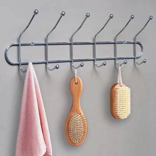 打孔挂钩壁挂白墙重物衣帽钩上下勾门后一排厕所墙壁免打孔挂衣钩