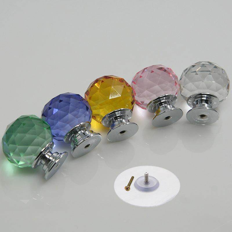 透明球形水晶拉手抽屉彩色单孔免打孔粘贴式拉手鞋衣柜橱柜门把手,基础建材,小拉手,淘宝优惠券,粉丝福利购,淘宝优惠卷