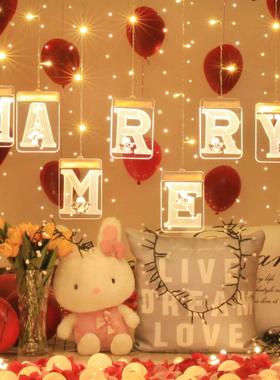 ins房间装饰3D灯marry me求婚告白彩灯love挂灯LED字母数字摆件灯