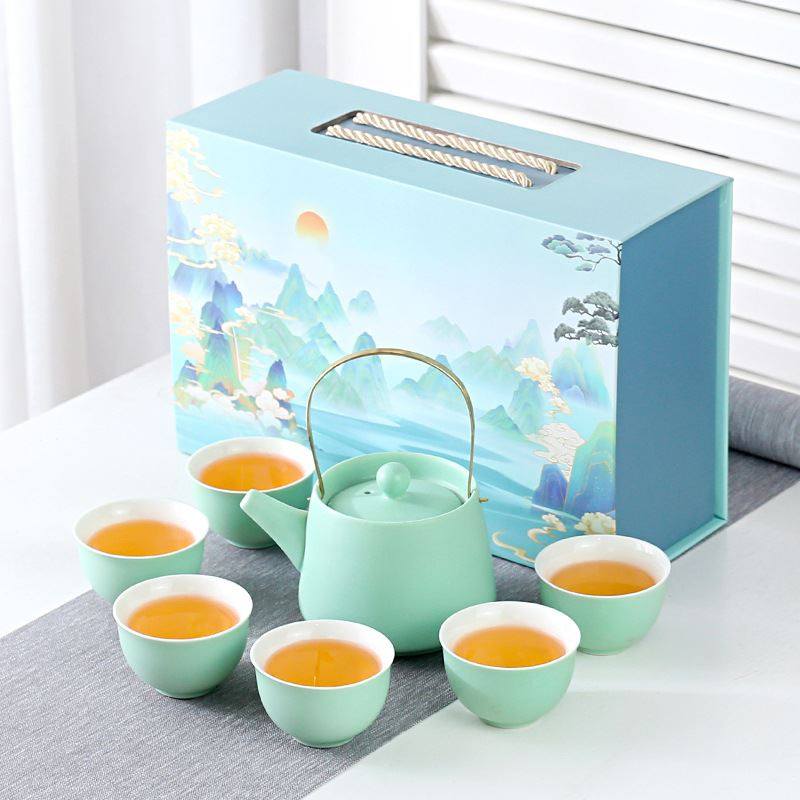 青瓷陶瓷茶具小礼品公司活动开业随手礼伴手礼茶壶茶杯套装印logo,节庆用品/礼品,伴手礼,淘宝优惠券,粉丝福利购,淘宝优惠卷