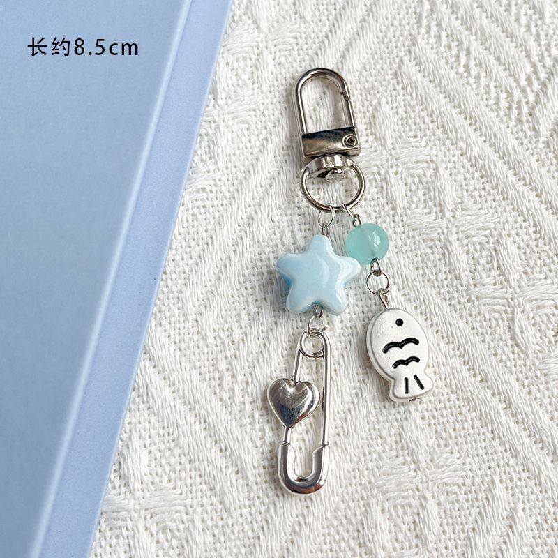 【鱼饼干】ins小清新陶瓷星星小鱼串珠少女心挂链钥匙扣手机链,节庆用品/礼品,钥匙扣,淘宝优惠券,粉丝福利购,淘宝优惠卷