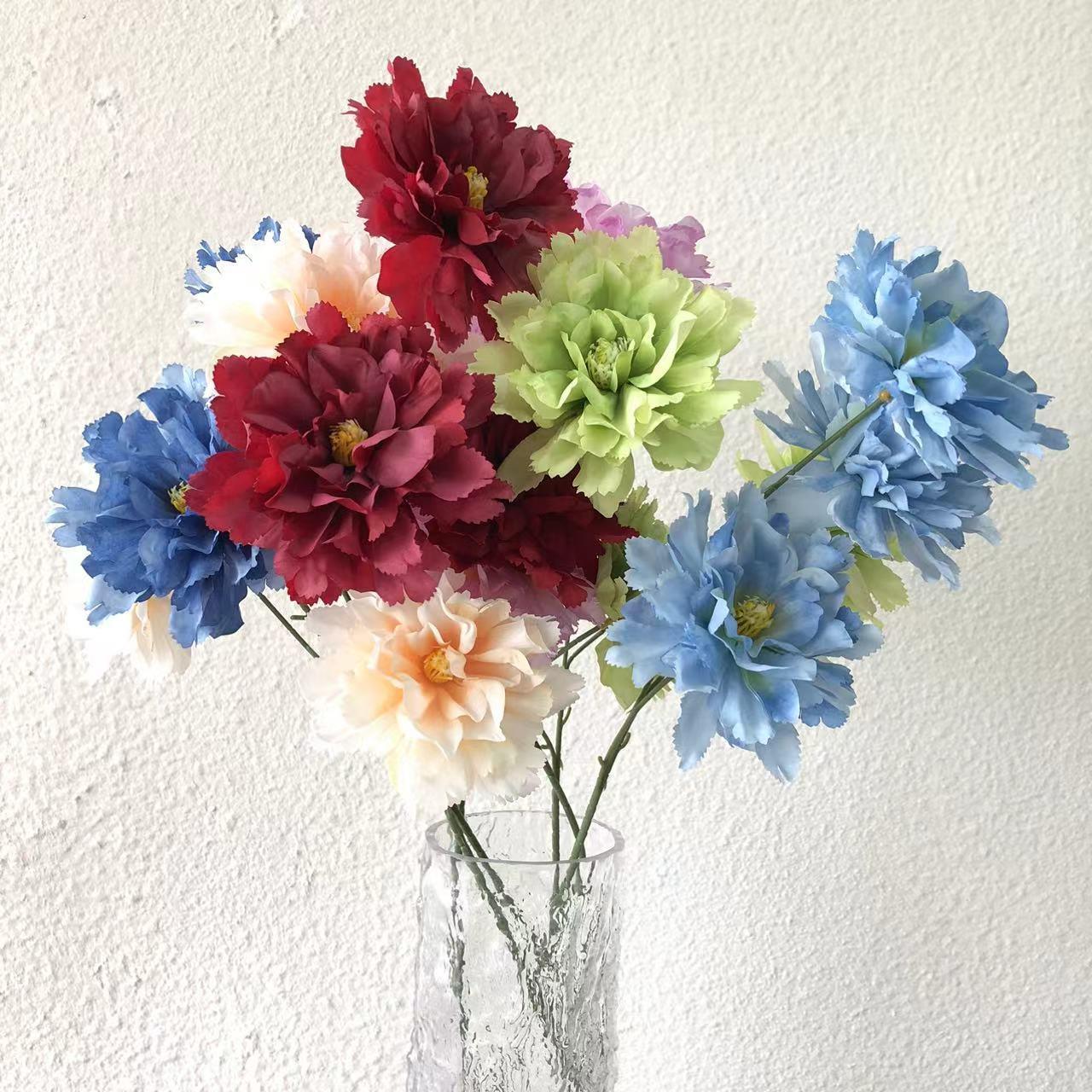 婚庆仿真花艺3头芙蓉牡丹婚礼婚礼堂装饰花家居摆件假花路引插花