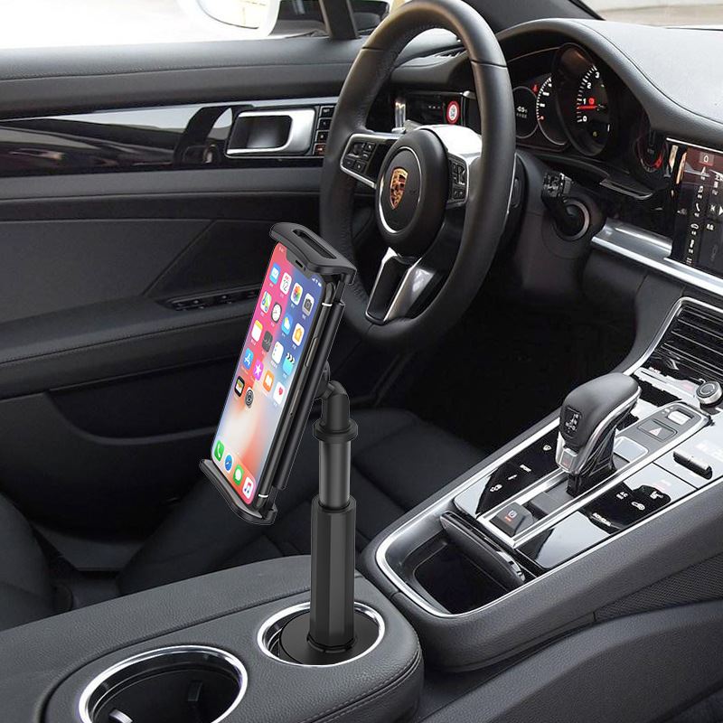 车载中控手机支架多角度调节水杯座夹子汽车水杯口导航两用手机夹