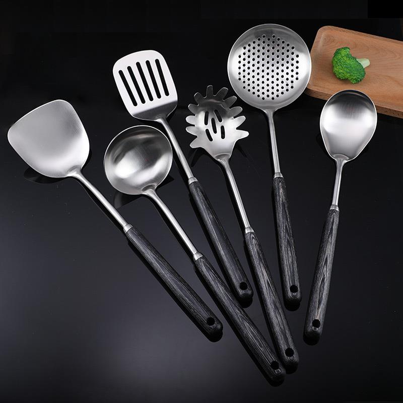厨具套装不锈钢炊具6件套铲勺全套锅铲炒菜铲子粉耙木柄家用定制