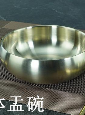 镀锆金韩式不锈钢双层冷面碗加厚米饭碗日式风商用圆形紫金钵盂碗
