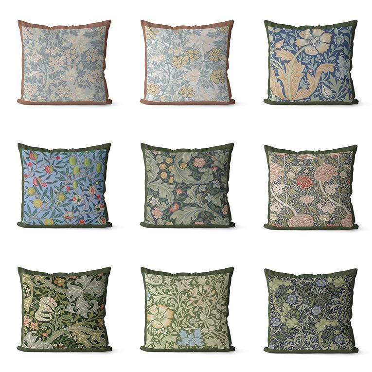 欧美复古藤蔓树叶靠枕套威廉莫里斯花纹客厅沙发抱枕套定制