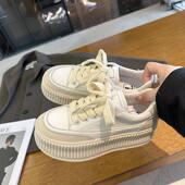 饼干鞋 松糕板鞋 女2025春秋新款 小众设计感百搭厚底休闲学生小白鞋