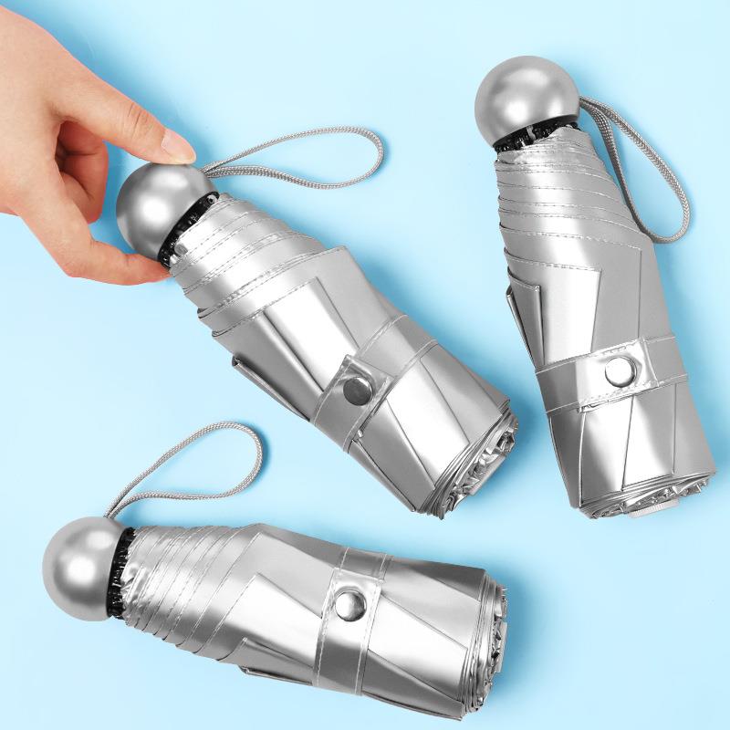 小清新8骨五折钛银胶防晒遮阳太阳伞女折叠晴雨伞创意雨伞胶囊伞