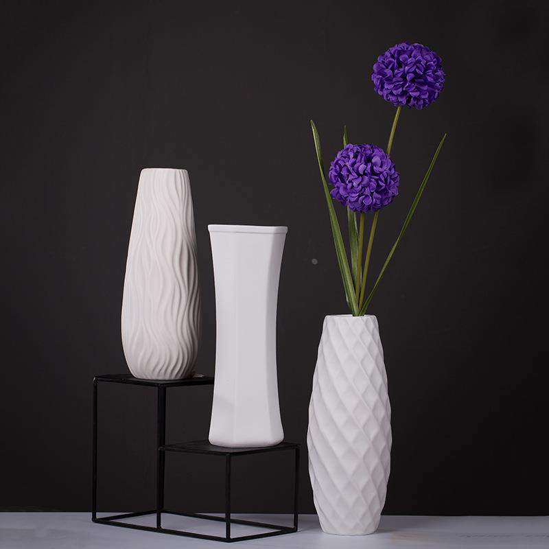 北欧白色落地陶瓷大花瓶欧式创意客厅装饰工艺品大号干花插花摆件