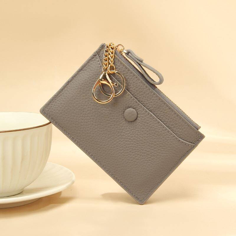日式卡包大容量卡位证件套轻薄新款钥匙环扣硬币包拉链小钱包