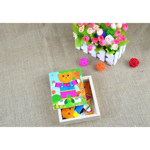 木制小熊换衣服益智玩具 拼图拼板 单一熊换衣 过家家玩具