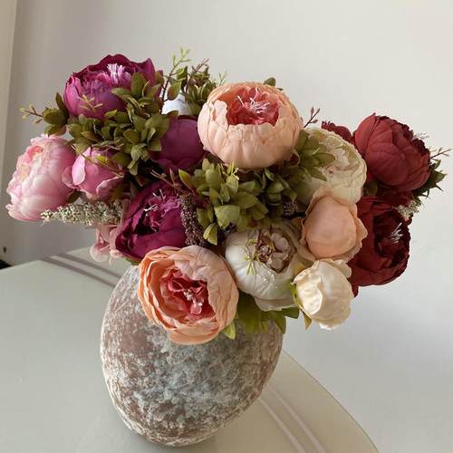 磨毛布梅雅头牡丹欧式包