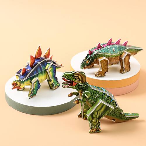 恐龙3D纸质立体拼图幼儿园手工diy儿童早教益智玩具地推奖品