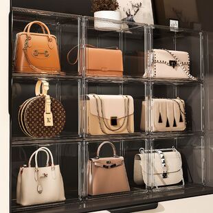 包包收纳盒神器透明化妆品桌面收纳盒高级感奢饰品防尘展示柜子