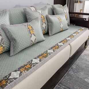 新中式夏季冰藤沙发垫凉感冰垫直销海绵加厚防滑实木沙发坐垫定制