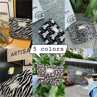 13314 韩国时尚豹纹斑玛纹化妆包女手拿包帆布便捷洗漱收纳袋