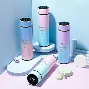 保温杯智能显温渐变色礼品不锈钢高颜值女生水杯网红学生直杯定制