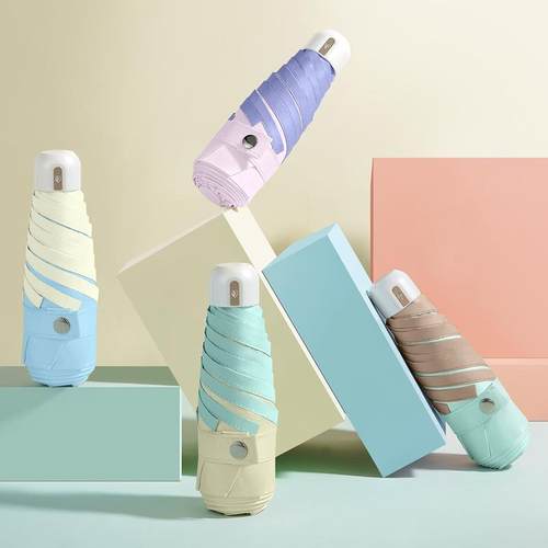 五折撞色超轻彩胶遮阳伞小巧便携晴雨伞太阳伞防晒