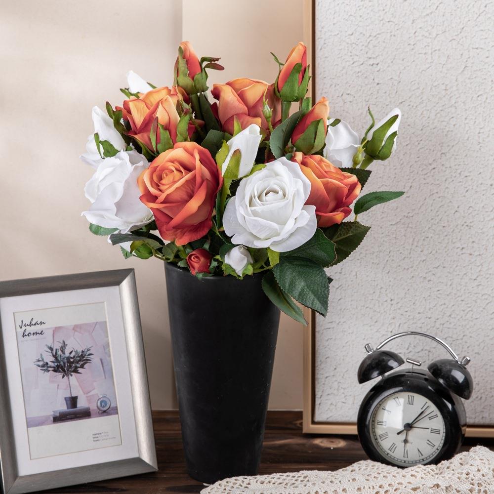 厂家 绒布仿真花相思玫瑰假花婚庆用品家居装饰绢花MW03334定制