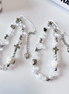 现货原创金属银白色手机链手腕ccd相机链白色ccd挂绳百搭相机挂饰