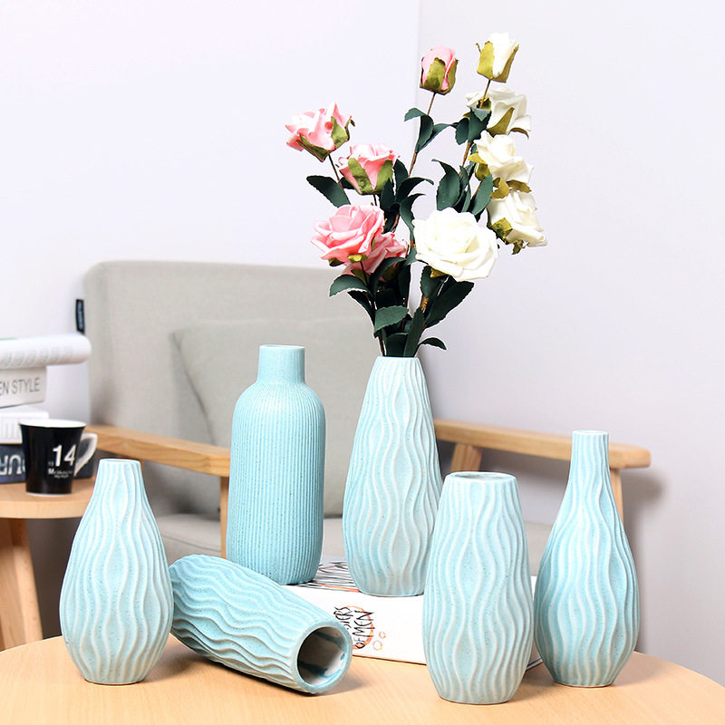 家居软装饰品陶瓷小干花瓶摆件客厅北欧插花创意现代简约个性陶艺