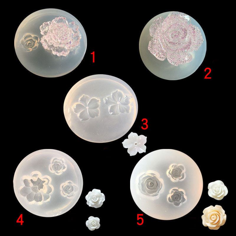 镜面DIY滴胶模具UV胶花朵浪漫玫瑰花雏菊花手工吊坠发簪装饰