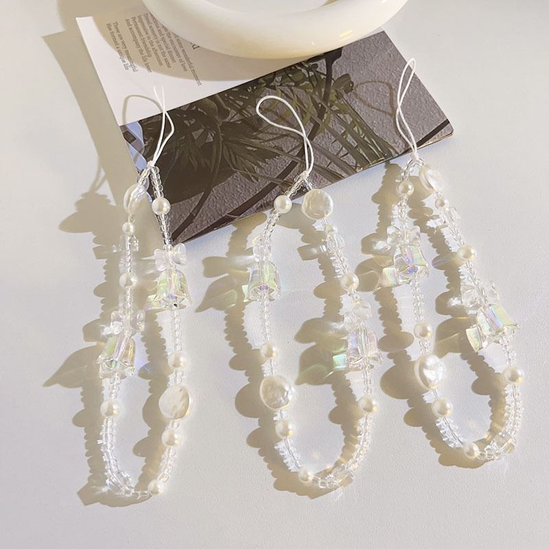 高颜值ins蝴蝶结珠珠链手提挂链串珠手机挂绳CCD相机包包挂饰