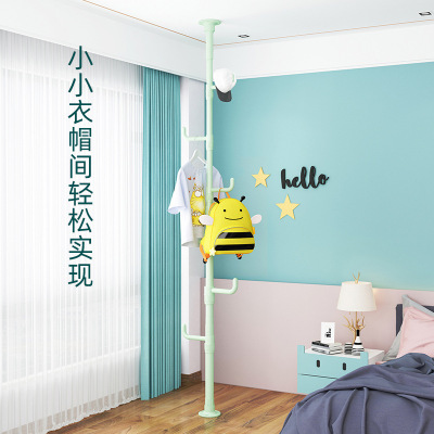 顶天立地挂衣架落地卧室衣帽架简易家用多功能立式伸缩挂包架子