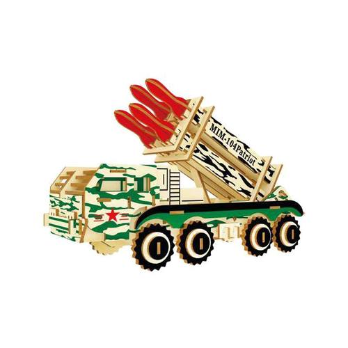 成人3d立体拼图 儿童手工益智拼装木制DIY仿真模型防空导弹车玩具