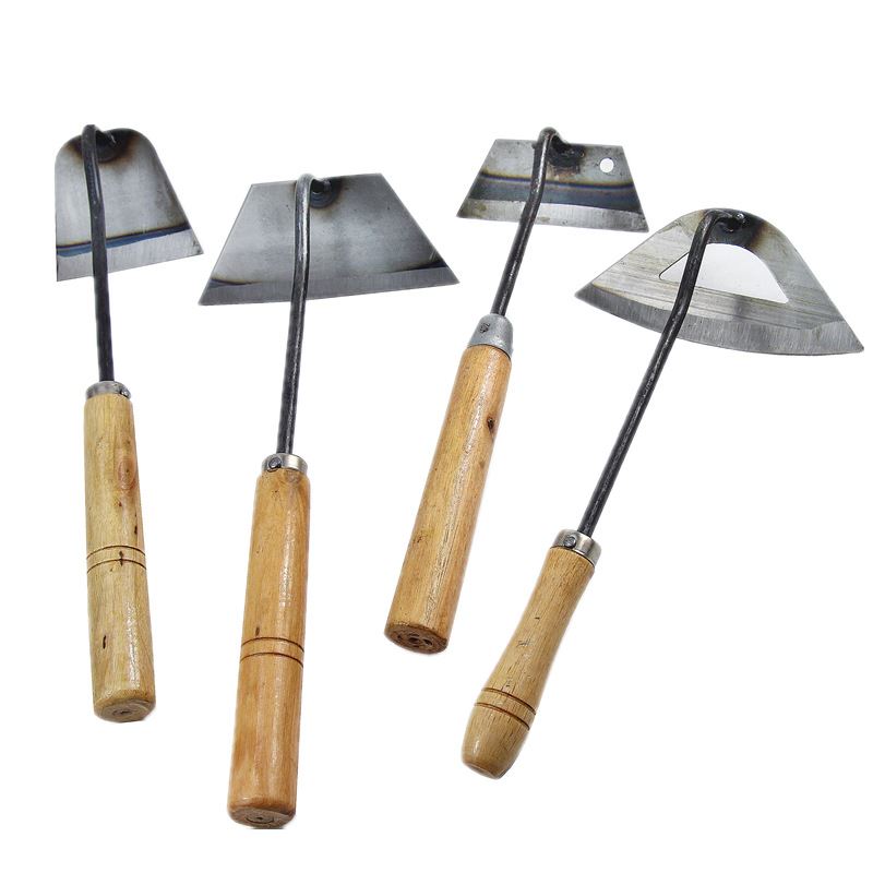 除草全钢家用弧形小锄头种菜挖土锄草手握工具农用种花空心小锄头