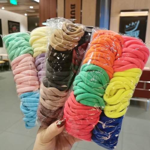 韩国简约少女渐变色无接缝发绳彩