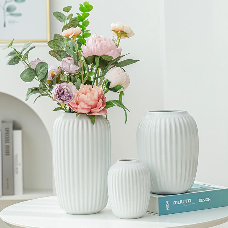 北欧简约白色大号陶瓷花瓶客厅插花摆件水培玫瑰鲜花电视柜装饰品