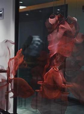 不锈钢抽象金鱼吊饰悬挂雕塑酒店大厅商场会展镂空鱼形挂件定制